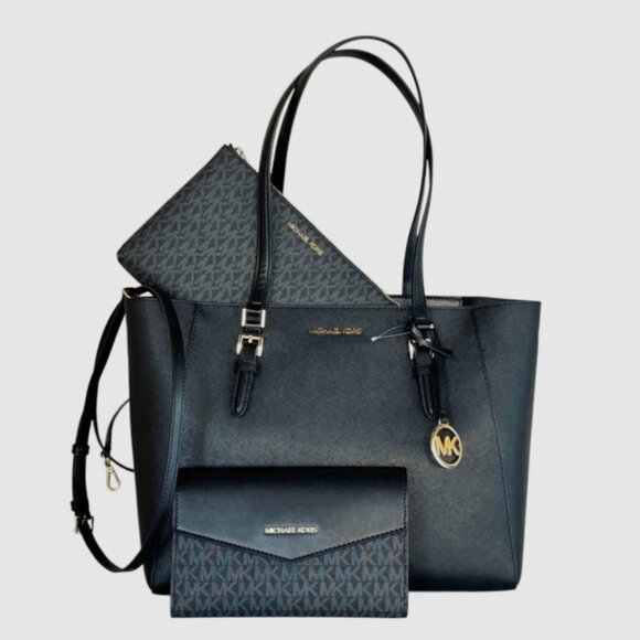 Michael Kors Charlotte Large Saffiano Leather 3-in-1 Tote Crossbody Handbag - Picture 1 of 9
